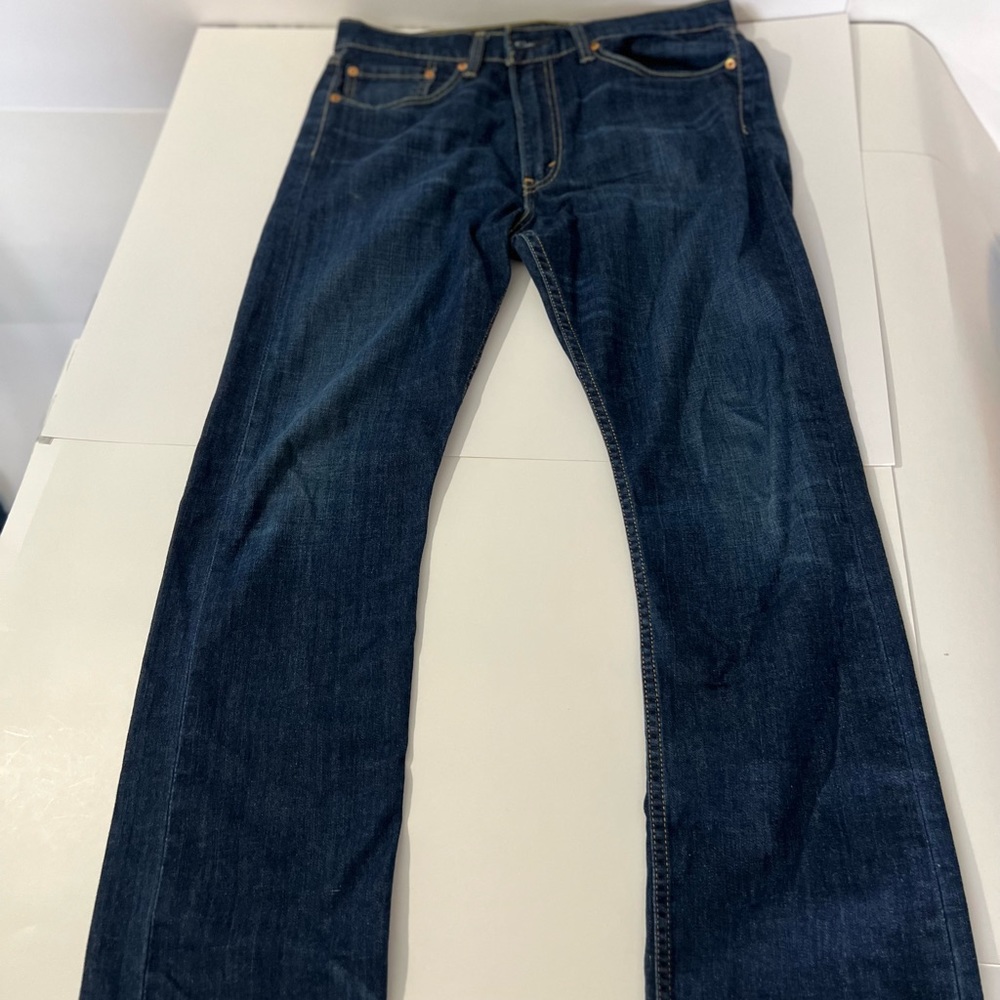 Levis 513 Jeans Mens 34x32 Dark Blue Straight Leg  Denim